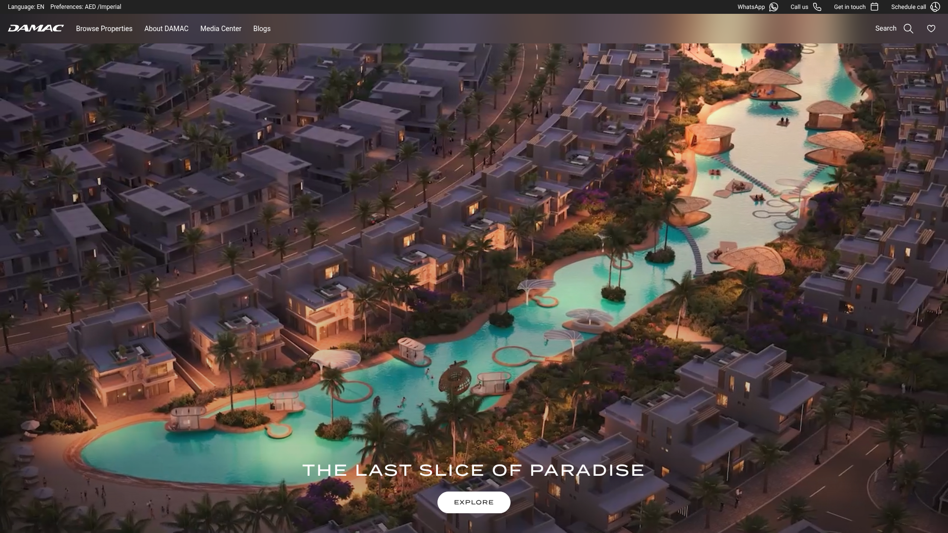 Site web réalisé pour DAMAC Properties, Immobilier / Promoteur de luxe
